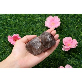GUJOXILA Smoky Quartz Large Crystals Rough Stone Set of 2 Natural Stone Smoky Quartz Stone Real Premium Water Stones Energy Stones Reiki Decor Esoteric Gifts 4.5-5.5cm