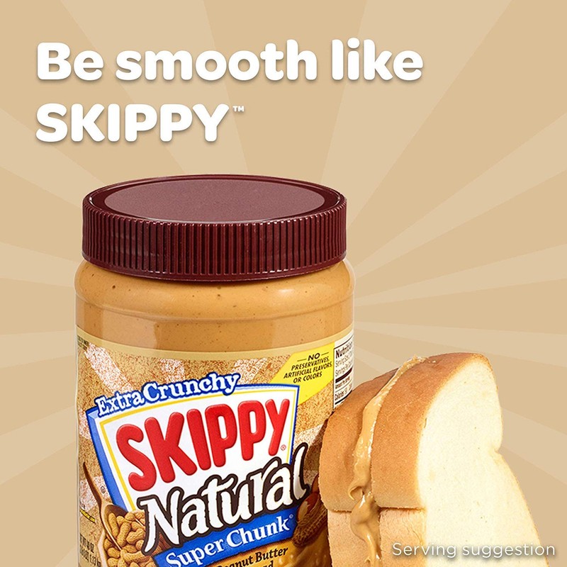 Skippy Natural Peanut Butter, Super Chunky, 15 oz
