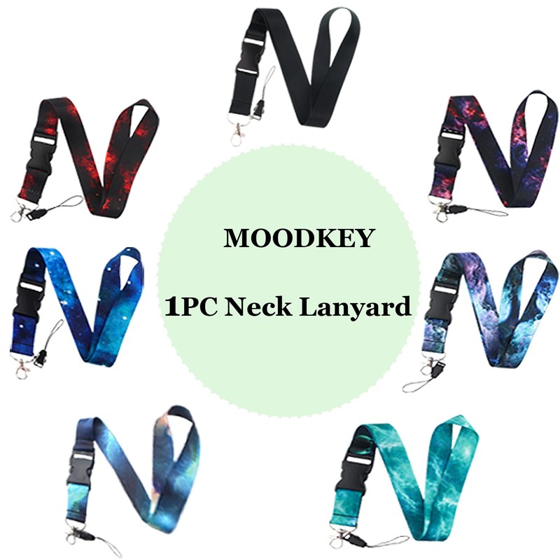 MOODKEY 1PC Black Neck Lanyard Detachable Solid Color Lanyard Badge