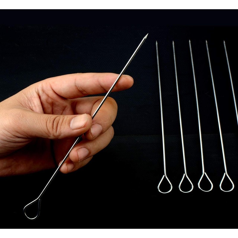 30 Pieces Stainless Steel Roulade Needles, 20 cm Barbecue Skewers,