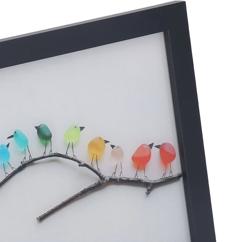 Sea Glass Birds Photo Frame 12 Birds Unique Wooden Frame
