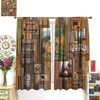 Rustic Cabin Curtain,Brown Bear Deer Forest Animals Hunting Wildlife Retro