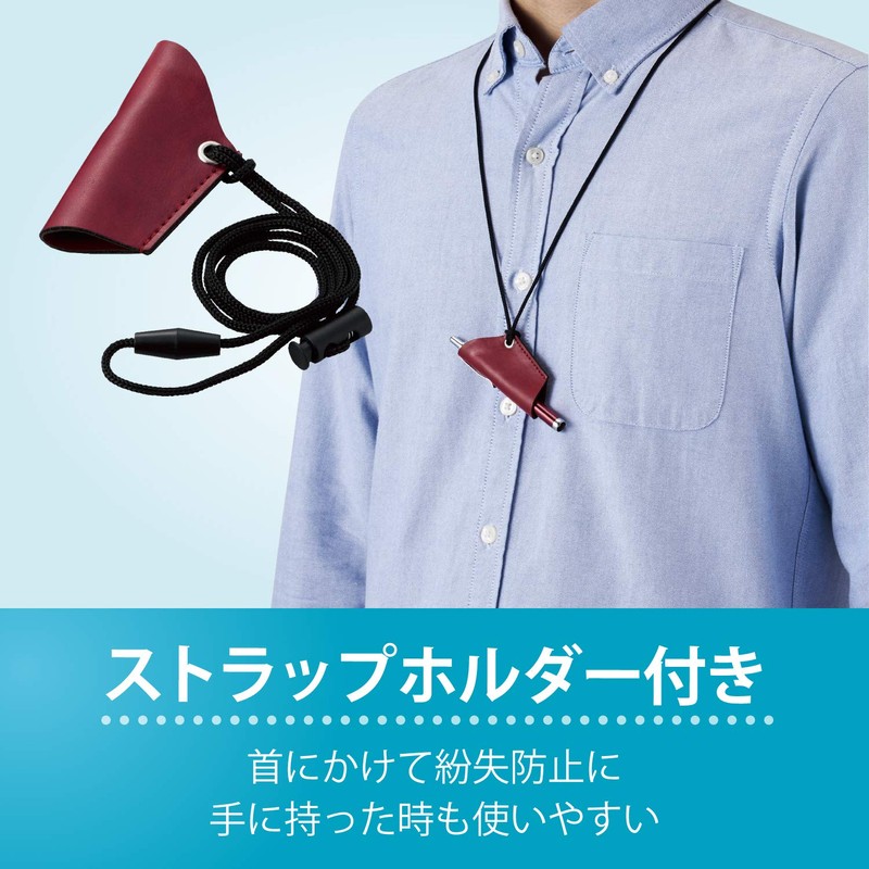 Elecom P-MTTPF01RD Touch Pen with Strap Retractable [For Smartphone/Tablet] Conductive