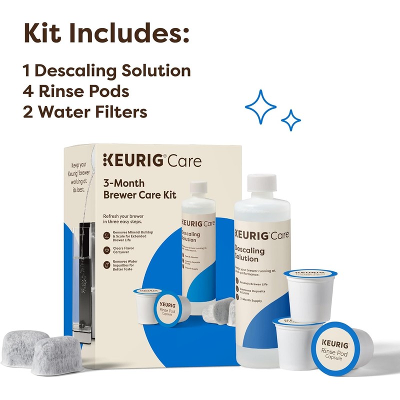 Keurig 3-Month Brewer Maintenance Kit Includes Descaling Solution, Water Filter
