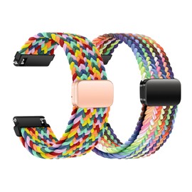 KUBFDL Nylon Watch Strap 20 mm 22 mm Elastic Bracelet with Magnetic Clasp for Men and Women Quick Release Smartwatches Replacement Strap Adjustable Breathable Sports Watch Straps, 22 mm, Nylon