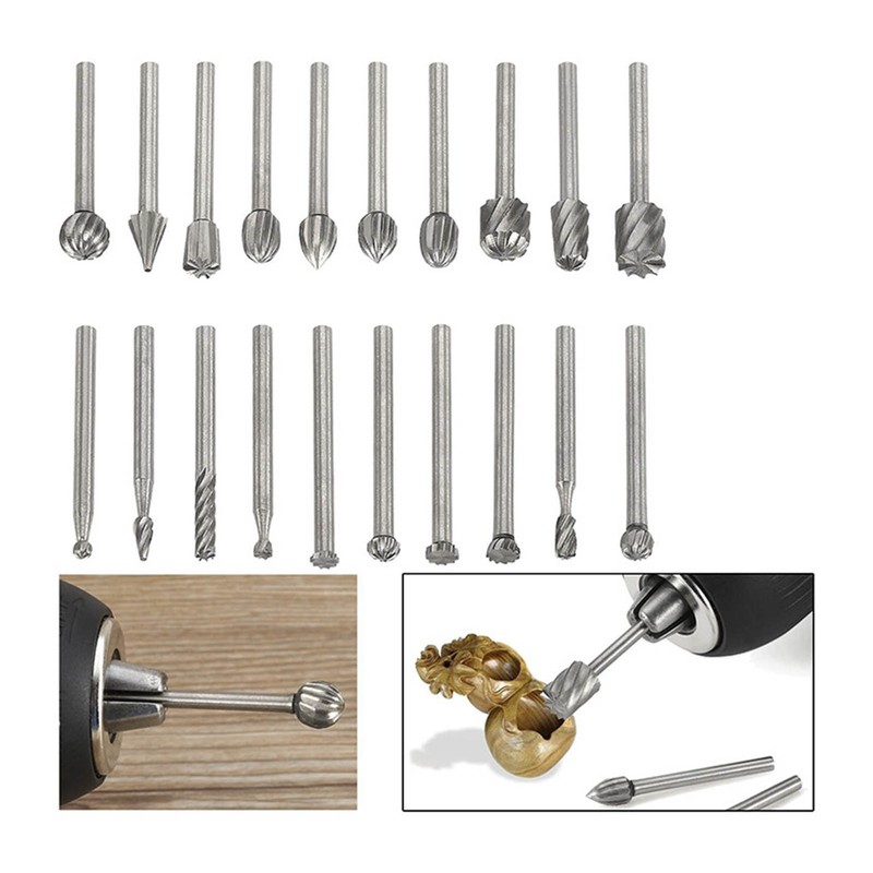 20Pcs Rotary File Burr Grinding Bit High Speed Steel Tool