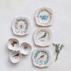 Scalloped Stoneware Plate with Insects, Birds & Flowers, Multi Color,