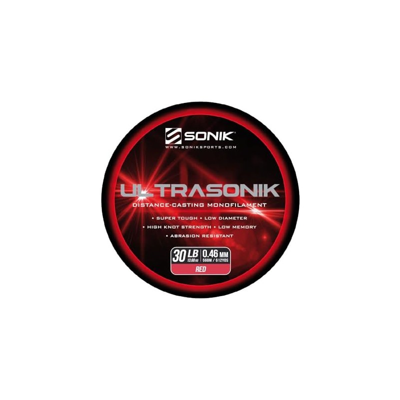 Sonik UltraSonik Red Mono Line Bulk Spool: 30lb