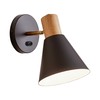 ClanKin Wall Sconces Lighting for Bedroom, Black Adjustable Wood Style