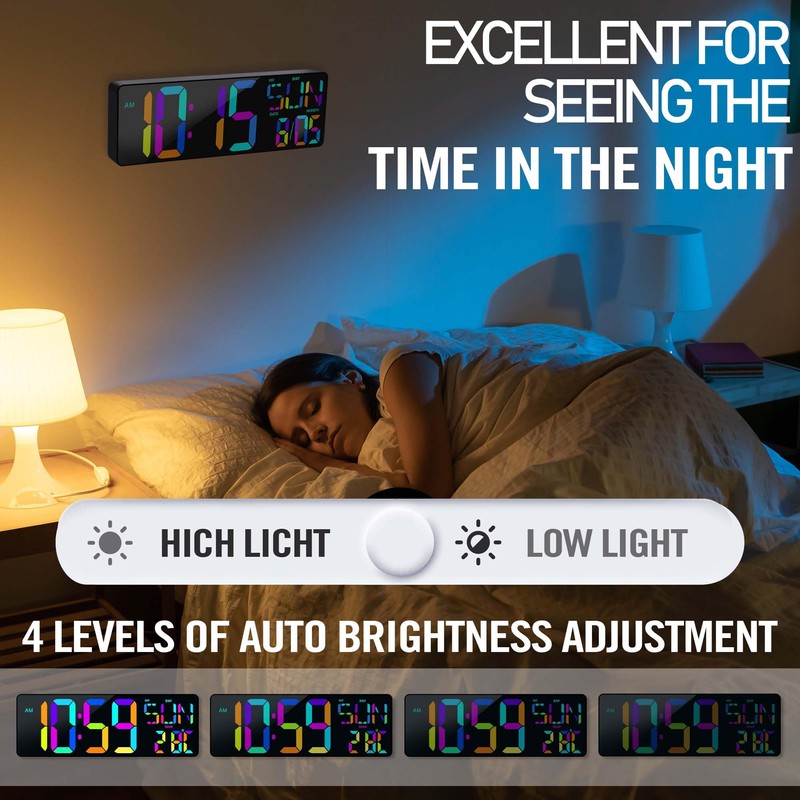 TXL16.5 Digital Wall Clock Large Display, LED Wall Clock RGB