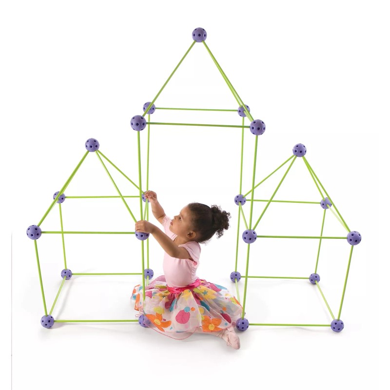 Crazy Forts! 69 Piece Buildable Indoor/Outdoor Play Fort Playset, DIY,