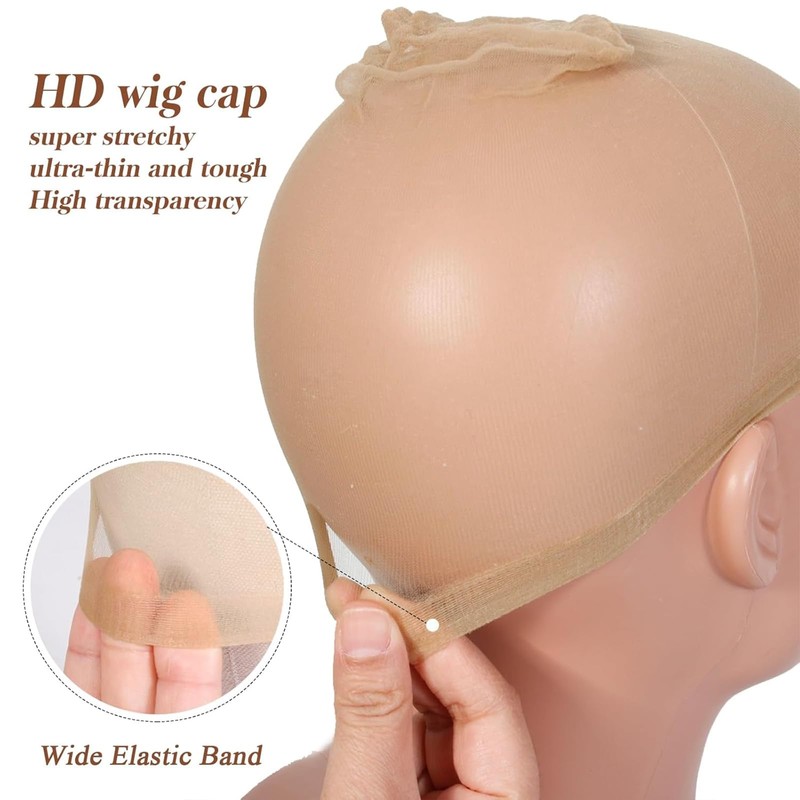 Tinashe Invisable HD Wig Cap,4PCS High Breathable Ultra-thin Stretchy Bald