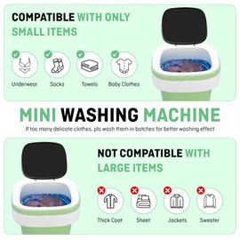 Portable Washing Machine,12L Mini Washer with Foldable Design, Has 3 smart Modes for Travel,Apartment,Baby Clothes,Socks camping, RV (Green)