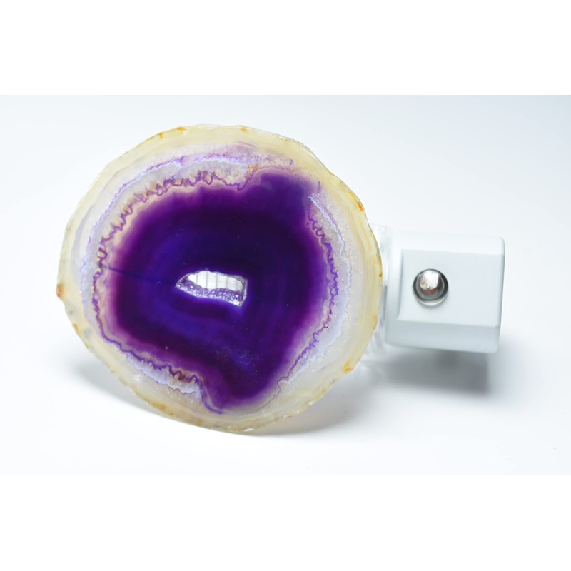 Purple Agate Slice LED Night Light with Auto Sensor -