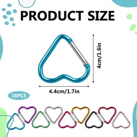 18PCS Heart Carabiner Alloy Steel Carabiner Clip Heart Heart Shaped Heart Shaped Carabiner for Home Rv Camping Fishing Hiking Traveling Small Key Ring Colourful Carabiner Keyring Rustproof
