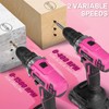 20V Pink Cordless Drill Set - Power Drill/Driver Kit with
