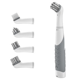 cepillo para polvo de limpieza eléctrico con cabezales de cepillo para polvo múltiple 4 en 1, cepillo para polvo motorizado inalámbrico para interiores y hogares, para baño, inodoro, cocina, azulejos (gris)