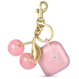 CAGOS for AirPods 4 Case with Cherry Keychain, Soft Silicone Protective Case for AirPods 4th Generation (2024) Case for Women Girls, AirPod 4 Case Accessories with Keychain, Rose Pink