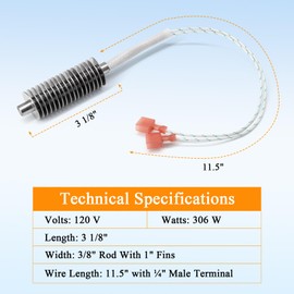 Criditpid 3-20-677200 Igniter for Harman P68, XXV, P43, P61 Pellet Stove, 15 Fin Igniter for Harman Advance, Accentra 52i, Absolute 43 Pellet Stove.(2 Pack)