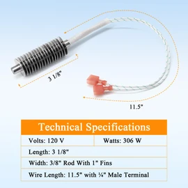 Criditpid 3-20-677200 Igniter for Harman P68, XXV, P43, P61 Pellet Stove, 15 Fin Igniter for Harman Advance, Accentra 52i, Absolute 43 Pellet Stove.(2 Pack)