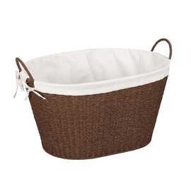 Household Essentials Paper Rope Woven Oval Laundry Basket, Brown