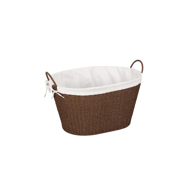 Household Essentials Paper Rope Woven Oval Laundry Basket, Brown