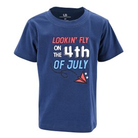 Unique Baby Camiseta divertida unisex Lookin Fly On The 4 of July, Vuela en julio, 4 Años