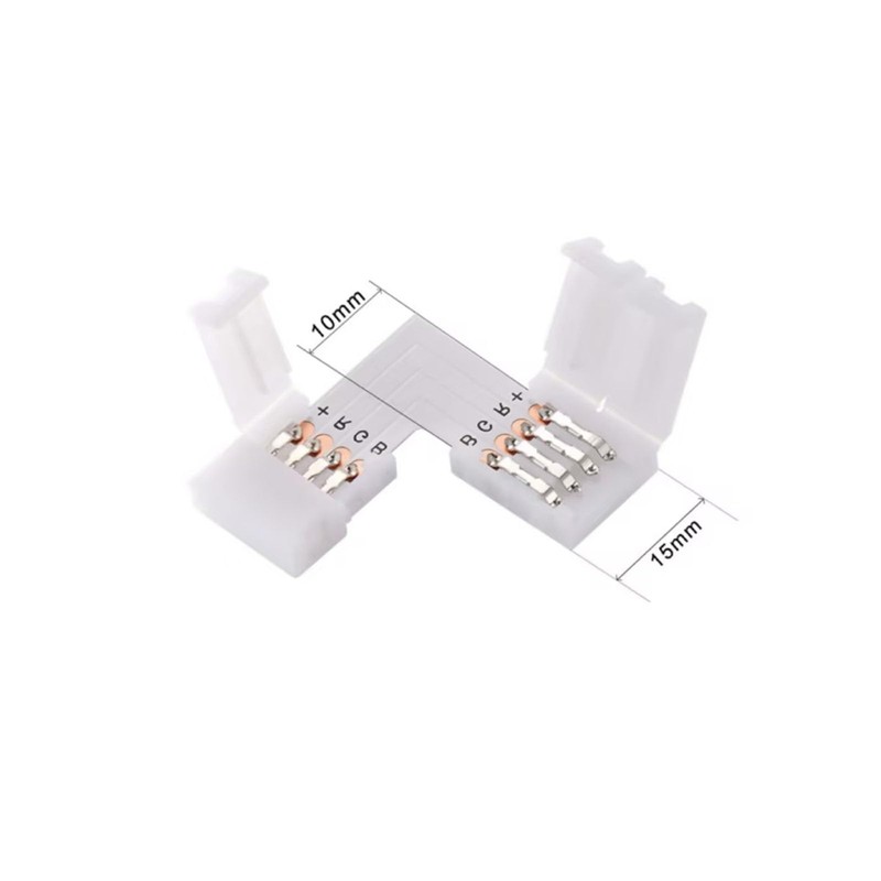 LED Strip Connector, 4-Pin 10 mm Solderless LED Corner Connector