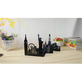 [POSITIVE] Attractive Overseas City Silhouette Bookstand, Set of 2, Stylish Book Stand, Bookstand, Steel (01. London (Big Ben))