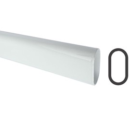 48" Long Oval Closet Rod | Heavy Duty Wardrobe Clothes Pole | Gloss White | 1 Pack