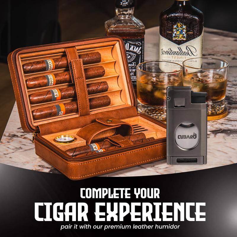 CUBARO Cigar Lighter with Guillotine Cutter – Triple Jet Torch