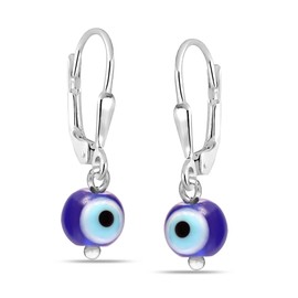 LeCalla 925 Sterling Silver Leverback Drop Earrings | Lightweight Small Evil Eye Drop Dangle Earrings for Women - 25MM
