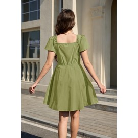 Jayscreate Women's Short Graduation Summer Dress Backless Pockets 2025 Ruched Waist Above Knee Wedding Guest Party Dress Green