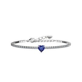 AllenCOCO December Birthday Gifts for Women, Cute Heart Tanzanite Birthstone Bracelets 14K White Gold Sterling Silver Tennis Bracelet Hypoallergenic Silver Heart Charm Bracelets for Women Gifts