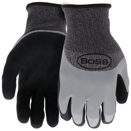 Boss Men's Tactile Barrier Dual Layer Latex Coated Work Gloves, Water Resistant, Superior Grip, Tear Resistant, Gray/Black, X- Large (B32021-XL)