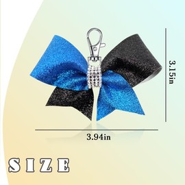 Bling Cheerleader Keychain for Cheer Bag Backpack Navy Blue Cheer Bow Keychains for Girls Toddler Cheerleader Cheerleading Gifts For Kids Daughter Graduation Gifts to Friends Sister Bow Key Chain