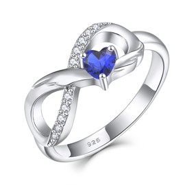 STARCHENIE Infinity Promise Ring 925 Sterling Silver Angel Wings Heart Sapphire Ring for Women Size 10