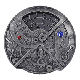 Unique Steampunk Metal Dice Spinner Set - 7-in-1 Compact DND Dice for Tabletop RPG Games, Vintage Roulette Wheel Design, Portable Travel Accessories (Silver)