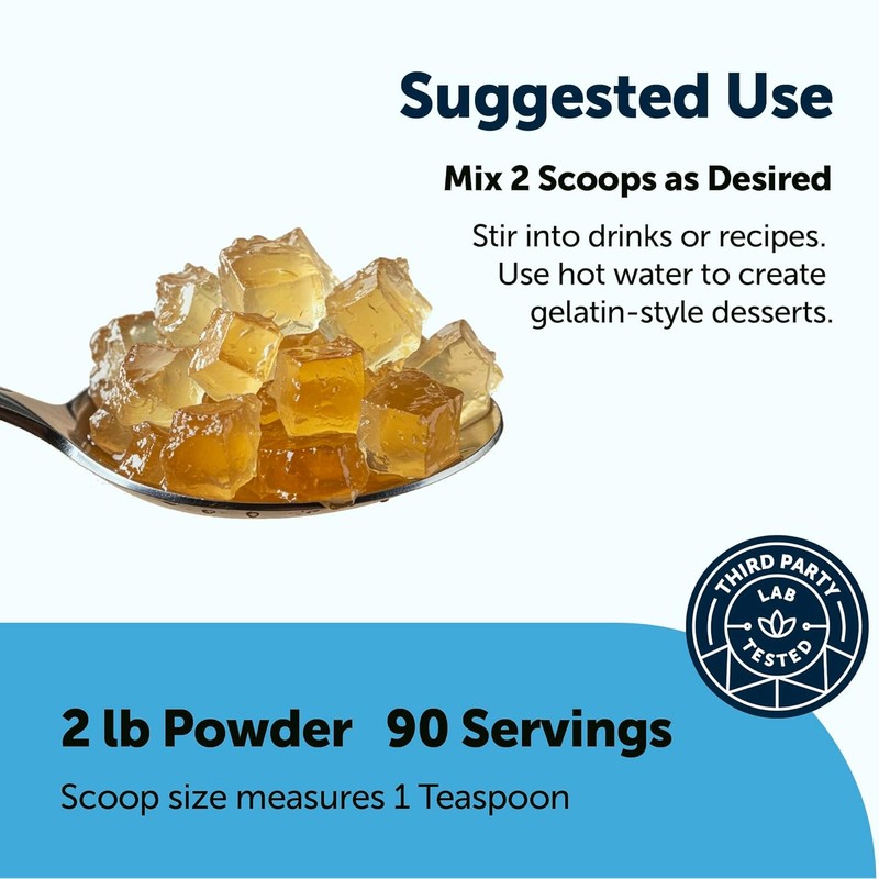Beef Gelatin Powder, 2lb (32oz) | Premium Source from Grass-Fed