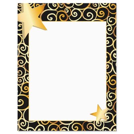 Current Seeing Stars Celebration Letter Paper - Birthday Stationery Papers With Decorative Border Designs, Printable Holiday, Wedding, & Party Invitation Letterhead Sheets, Set of 25, 8 1/2" x 11"