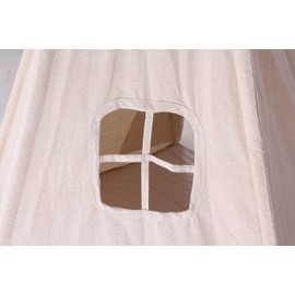 Miyaya Large Canvas Teepee Play Tent Indian Play Tent with Carry Case,5 Poles Design (Beige)