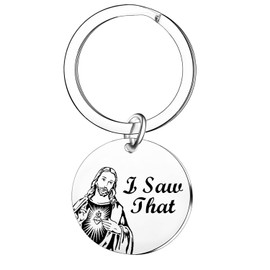 Nimteve Funny Jesus Gifts For Women Jesus Keyring Christmas Easter Gifts For Christian Religious Baptism Gifts Christian Gifts I Saw That Jesus Keyring