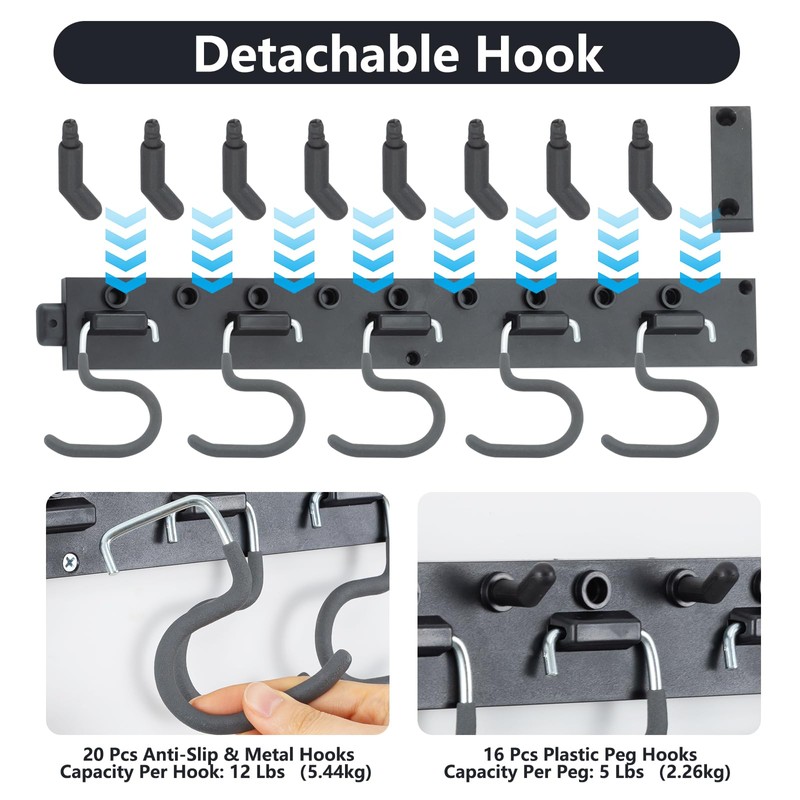 WellMade 64'' Adjustable Garden Tool Organizer, Garage Storage System with