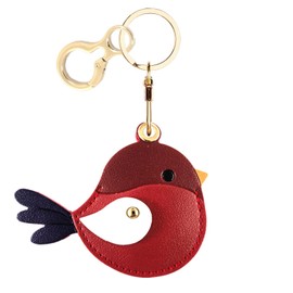 Leather Keychain Holder Case Compatible with AirTag,Cute Protective Cover with Keyring,Anti-Scratch Finder GPS Tracker Case for Wallet Keys,Bag,Pets(Bird C)