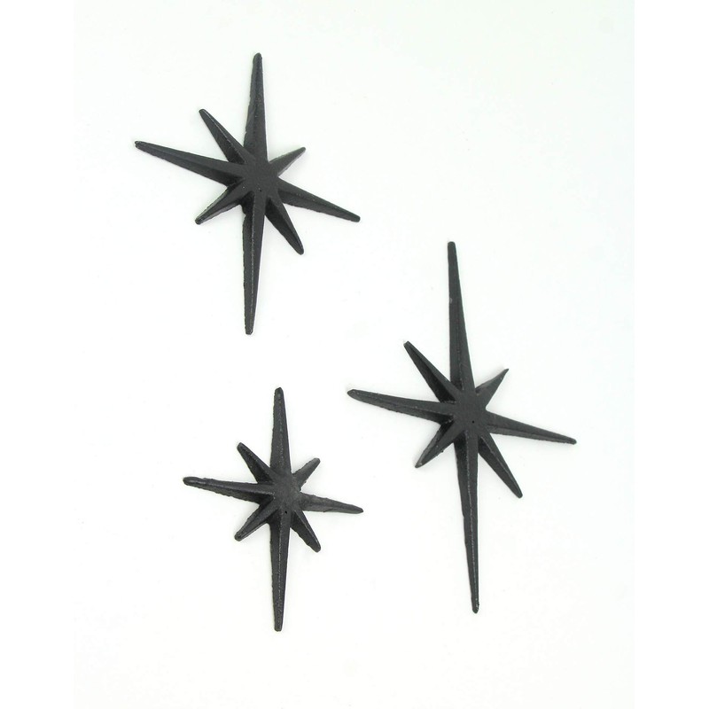 Zeckos Set of Three Black Cast Iron 8 Pointed Wall