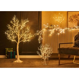 LITBLOOM Lighted Garland with Timer 120 LED Fairy Lights 6FT, Decorative Garland with Lights Battery Operated for Indoor Outdoor Home Fireplace Mantle Christmas Decoration