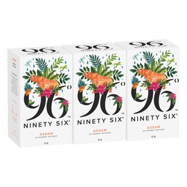 96° Assam Tea - 20 Pyramid Tea Bags x 3 Boxes, Individually Wrapped, Bold, Robust and Malty, Biodegradable Plant-Based Bags (60 Bags)