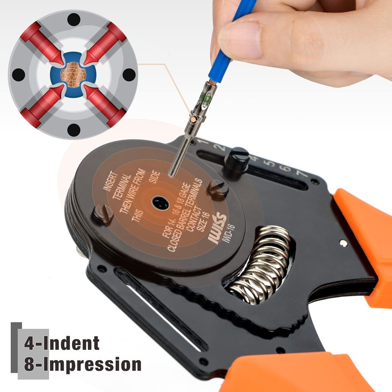 iCrimp Closed Barrel Crimper 4 Way Indent,8 Impression Type Deutsch