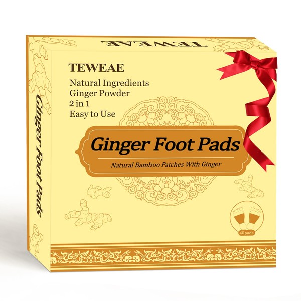 TEWEAE 2 in 1 Ginger Foot Pads, 40 Pads Tear