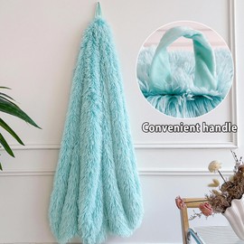 LIFEREVO Fluffy Bean Bag Chair Cover (No Filler), Soft Faux Fur Stuffed Animal Bean Bag Storage Cover for Adults Kids Teens, Furry Comfy Stuffy Beanbag Cover for Plush Toys or Textile (Aqua Ombre)